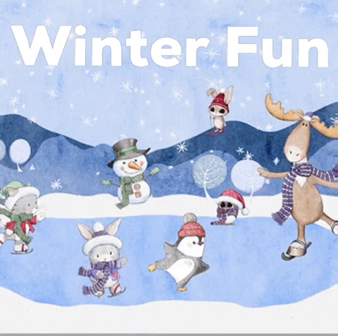Moose Ice Skating Winter Fun GIF