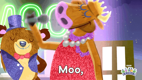 Moose and Bear Dancing by Neon Moo Sign
