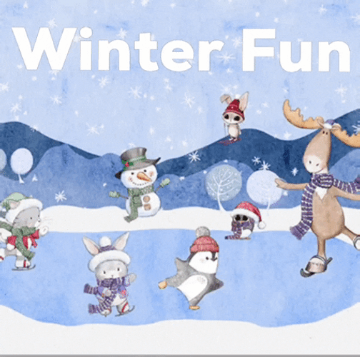 Moose Ice Skating Winter Fun GIF