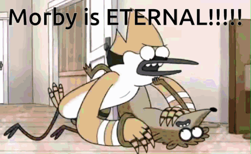 Morby Is Eternal Cartoon Bird And Raccoon GIF