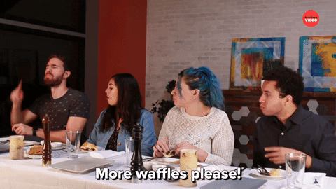 More Waffles Please People Eating In Table GIF