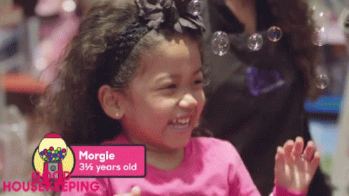 Morgle Smiling Playing Bubbles