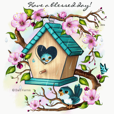 Morning Blessings Cute Bird House GIF