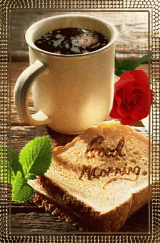 Morning Coffee Good Morning Roses Hot Cup Roses GIF