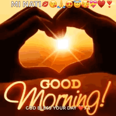Morning Greeting Card With Heart Hands GIF