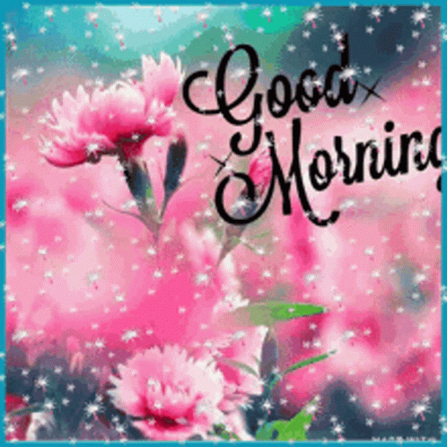Morning Greeting Card with Pink Flowers