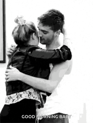 Morning Hugs By Adorable Couple GIF