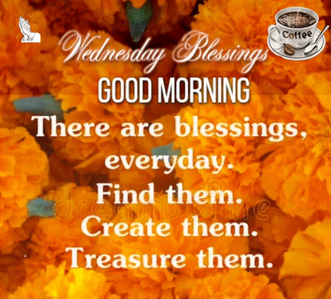 Morning Wednesday Orange Flowers Blessings Life Quote GIF