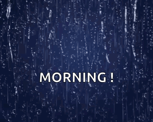 Morning Word on Blue Rainy Background