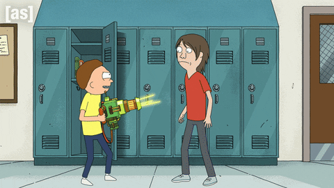 Morty Smith Shoots Raygun GIF