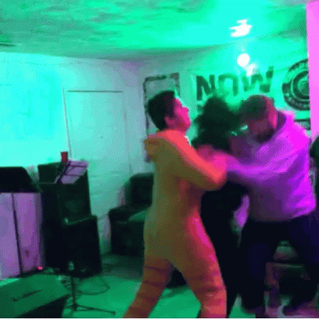 Friends Aggressive Dance In Mosh Pit GIF