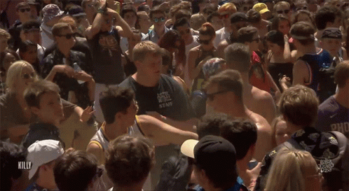 Aggressive Fans Having Trouble In Mosh Pit GIF