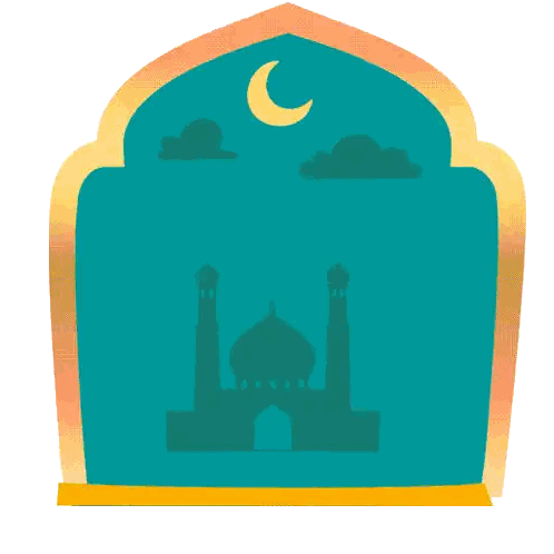 Mosque with Crescent Moon and Zamat R Sign