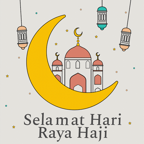 Mosque with Crescent Moon selamat hari raya haji