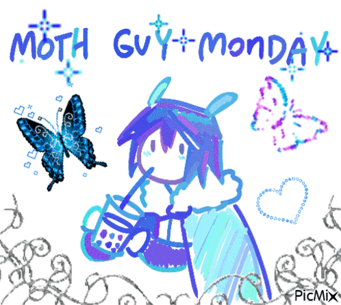 Moth Guy + Monday Drawing GIF