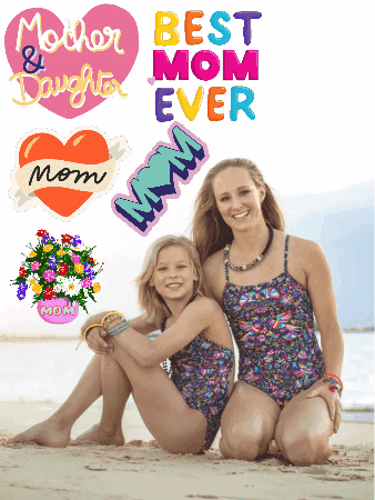 Mother And Daughter On Beach Best Mom Ever GIF