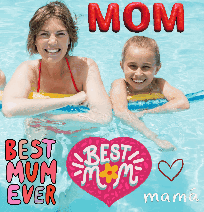 Mother And Daughter Swimming Best Mum Ever GIF