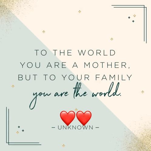 Mother Card Saying To The World You Are The World
