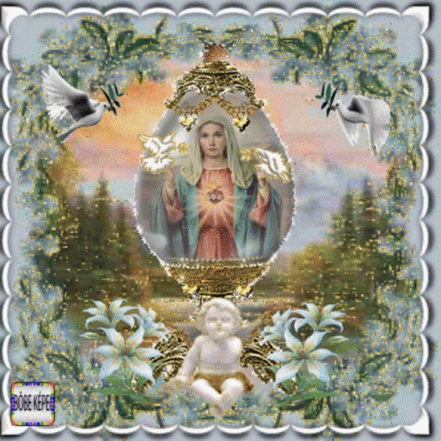 Virgin Mary Mother Of God Shimmering Design GIF