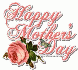 Mother's Day Card Pink Rose Butterfly GIF