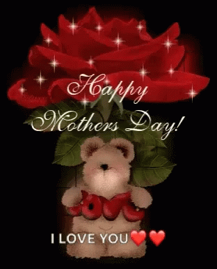Mother's Day Card Teddy Bear Holding Heart GIF