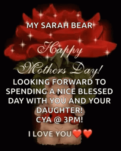 Mother's Day Card Teddy Bear Holding Rose