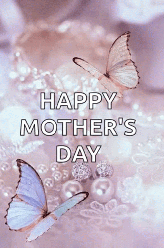 Mother's Day Card With Butterflies And Pearls GIF