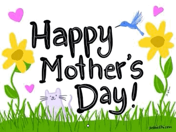 Mother's Day Card With Cat Flowers Hearts