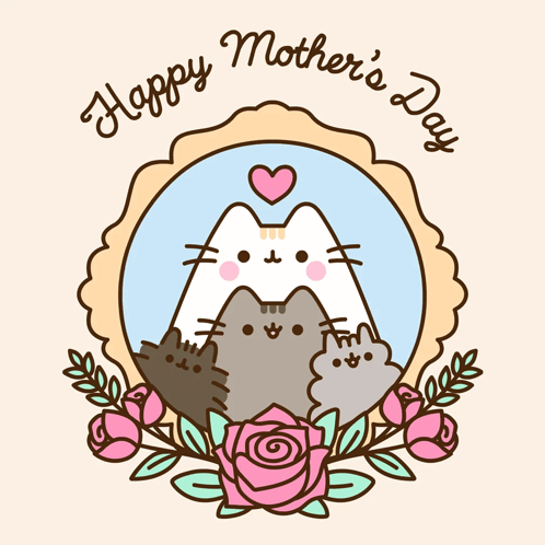 Mother's Day Card With Cats and Flowers