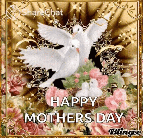 Mother's Day Card With Doves And Flowers GIF