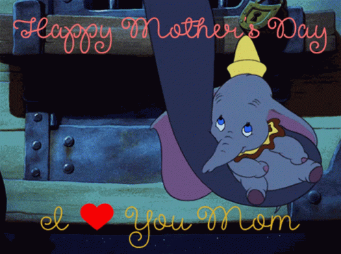 Mother's Day Card With Dumbo And Baby Elephant GIF