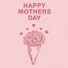 Mother's Day Card with Flower Cone and Hearts