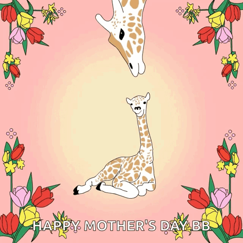 Mother's Day Card with Giraffe and Baby