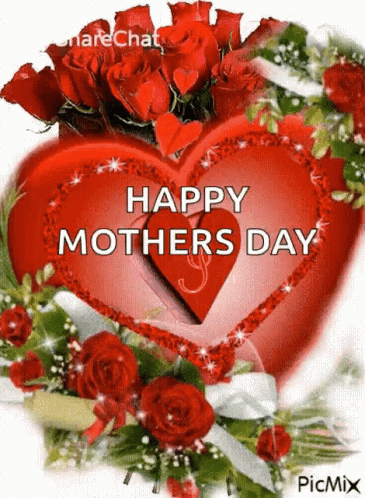 Mother's Day Card With Heart and Roses