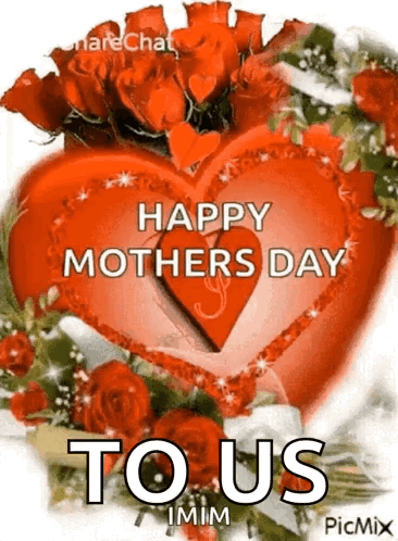 Mother's Day Card With Heart And Roses GIF
