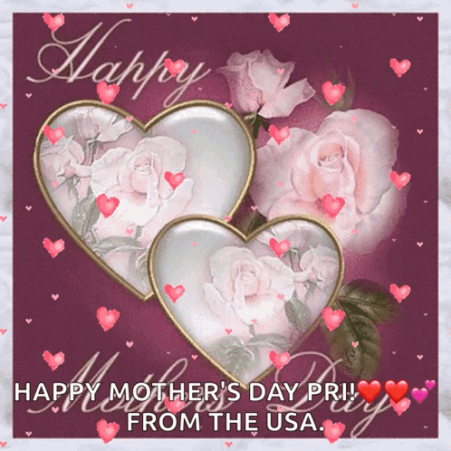 Mother's Day Card With Hearts And Roses GIF