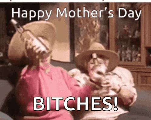 Mother's Day Card With Man And Woman Drinking Wine GIF