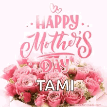 Mother's Day Card with Pink Roses and Tami