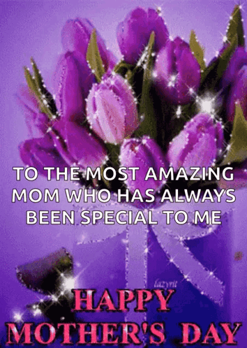 Mother's Day Card with Purple Flowers