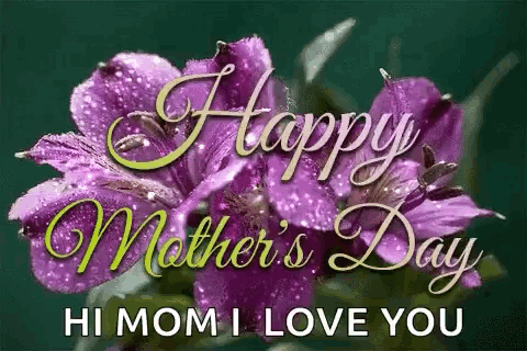 Mother's Day Card with Purple Flowers Happy Mom I Love You