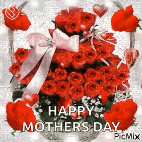 Mother's Day Card With Roses And Hearts GIF