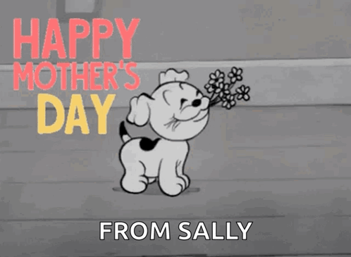 Mother's Day Card With Smiling Dog And Flowers GIF