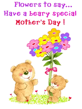 Mother's Day Card with Teddy Bears and Flowers