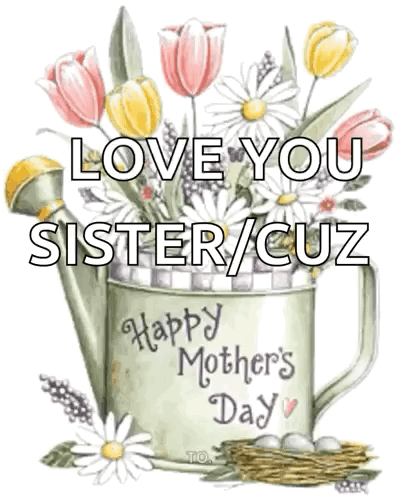 Mother's Day Card With Watering Can and Flowers