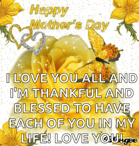 Mother's Day Card with Yellow Rose and Butterflies