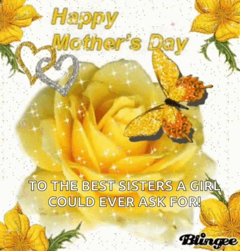 Mother's Day Card With Yellow Rose and Butterflies