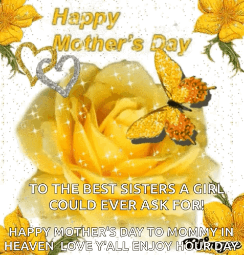 Mother's Day Card With Yellow Rose and Butterflies