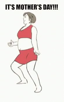 Mother's Day Cartoon Woman Carrying Child GIF