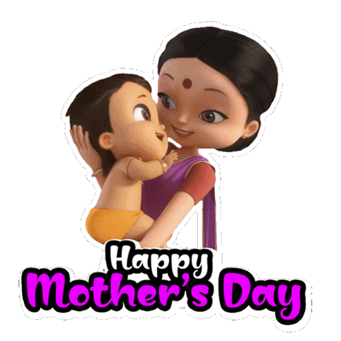 Mother's Day Cartoon Woman Holding Baby