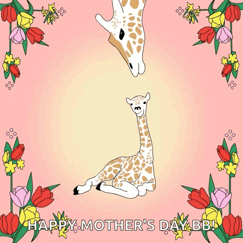 Mother's Day Giraffe and Baby Card